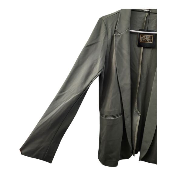 Miller Wendt Olive Open Front Blazer S Stretch Preppy Classic Office Career - Picture 2 of 8